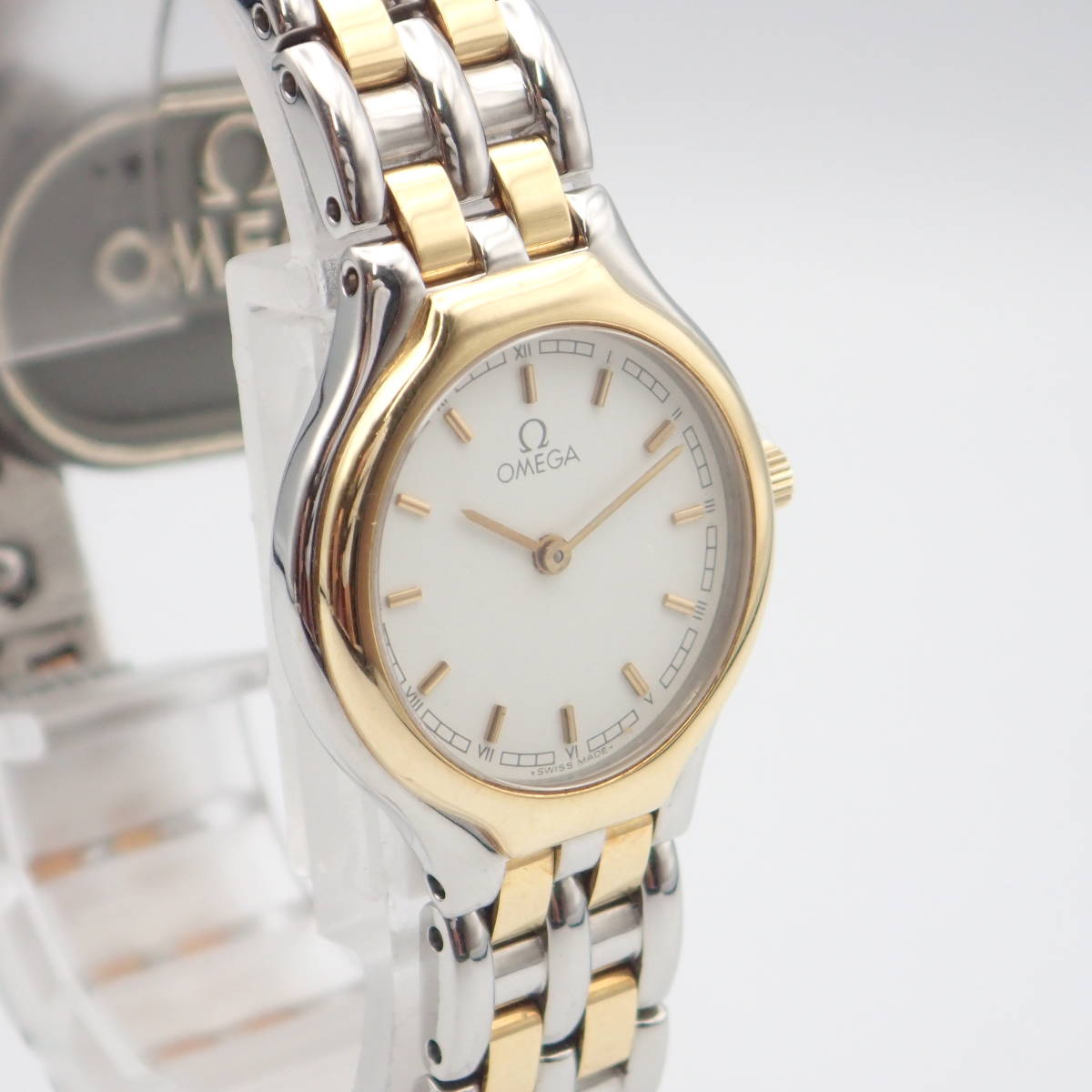 い07606【美品】OMEGA オメガ/デビル/シンボル/クオーツ/レディース