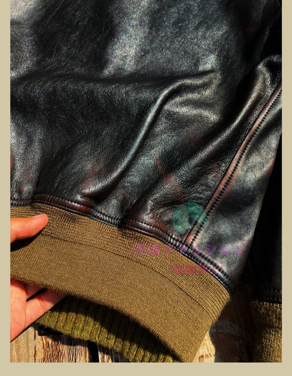 ●A-1 フライトジャケット 馬革 茶芯 ホースハイド レザージャケット 本革 革ジャン レトロ メンズファッション ヴィンテージ S～4XL_画像8