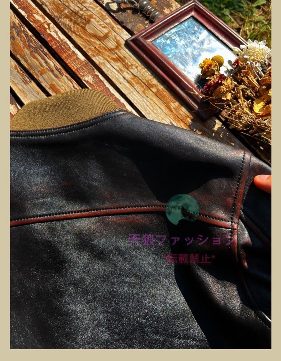 ●A-1 フライトジャケット 馬革 茶芯 ホースハイド レザージャケット 本革 革ジャン レトロ メンズファッション ヴィンテージ S～4XL_画像9