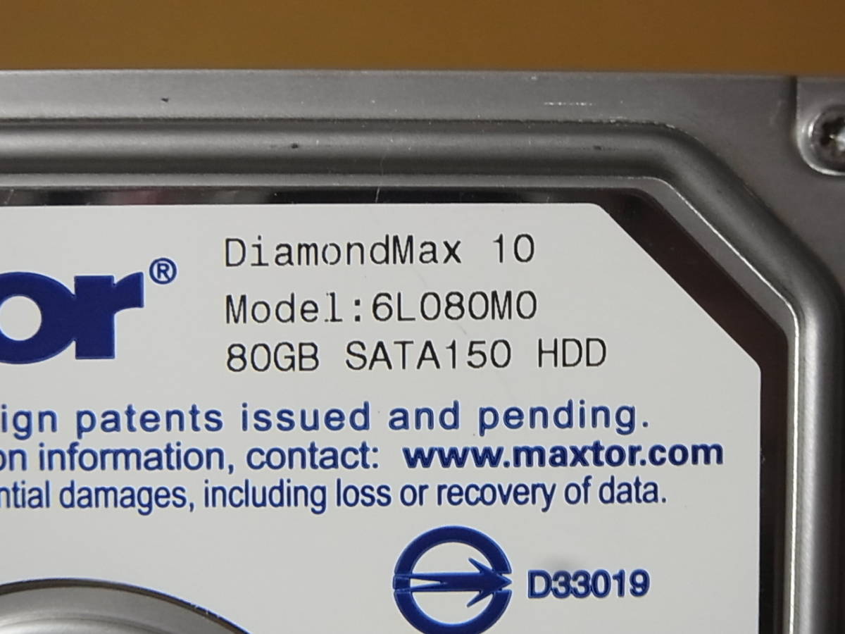 ◎Maxtor Diamond Max 10 / 6L080M0 80G SATA150/7.2K/動作良好/HP (IH914S)_画像4