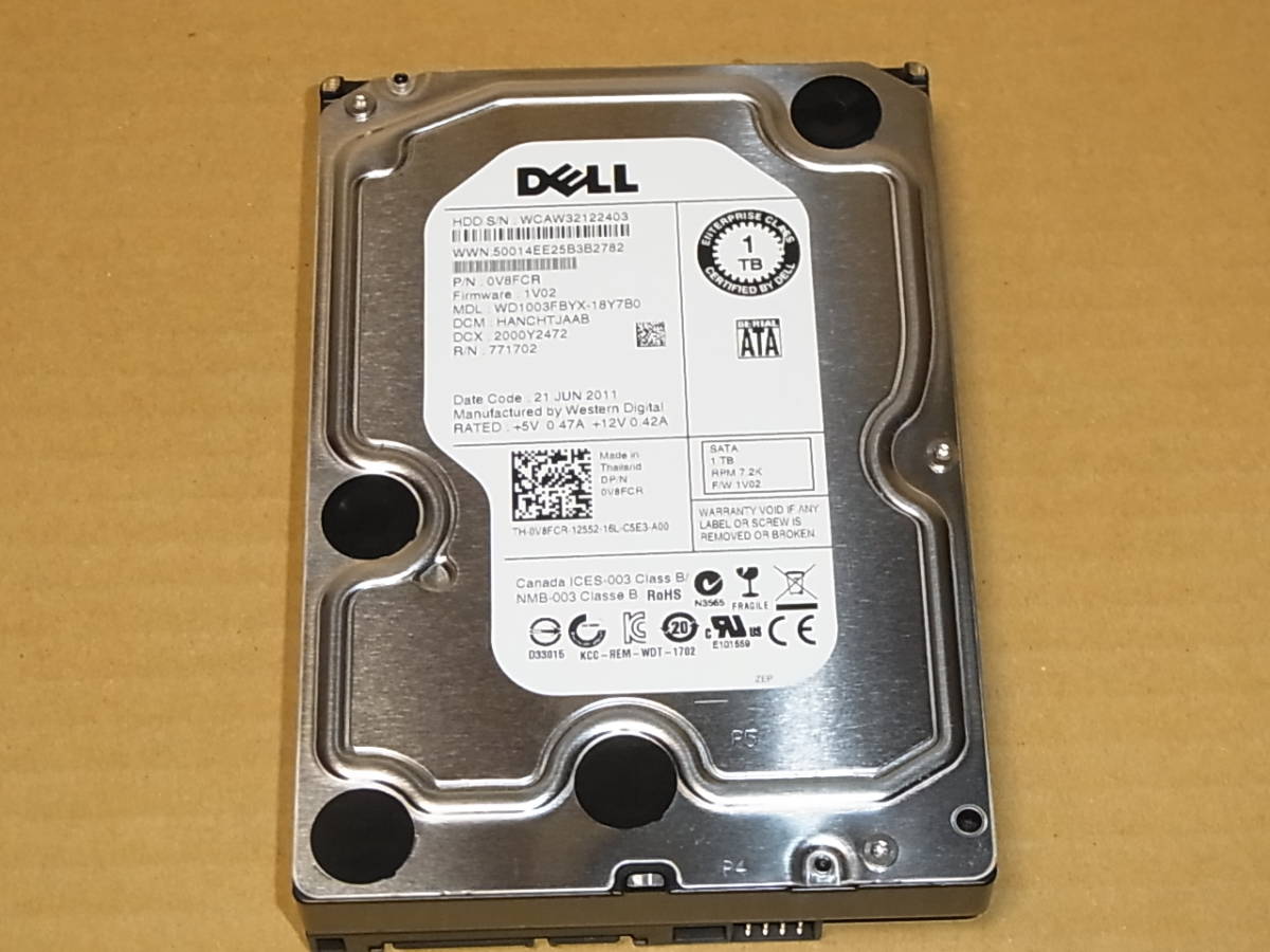 ◎Western Digita WD RE4 WD1003FBYX 1TB SATA300/7.2K/64M/DELL V8FCR (IH915SR)_画像1