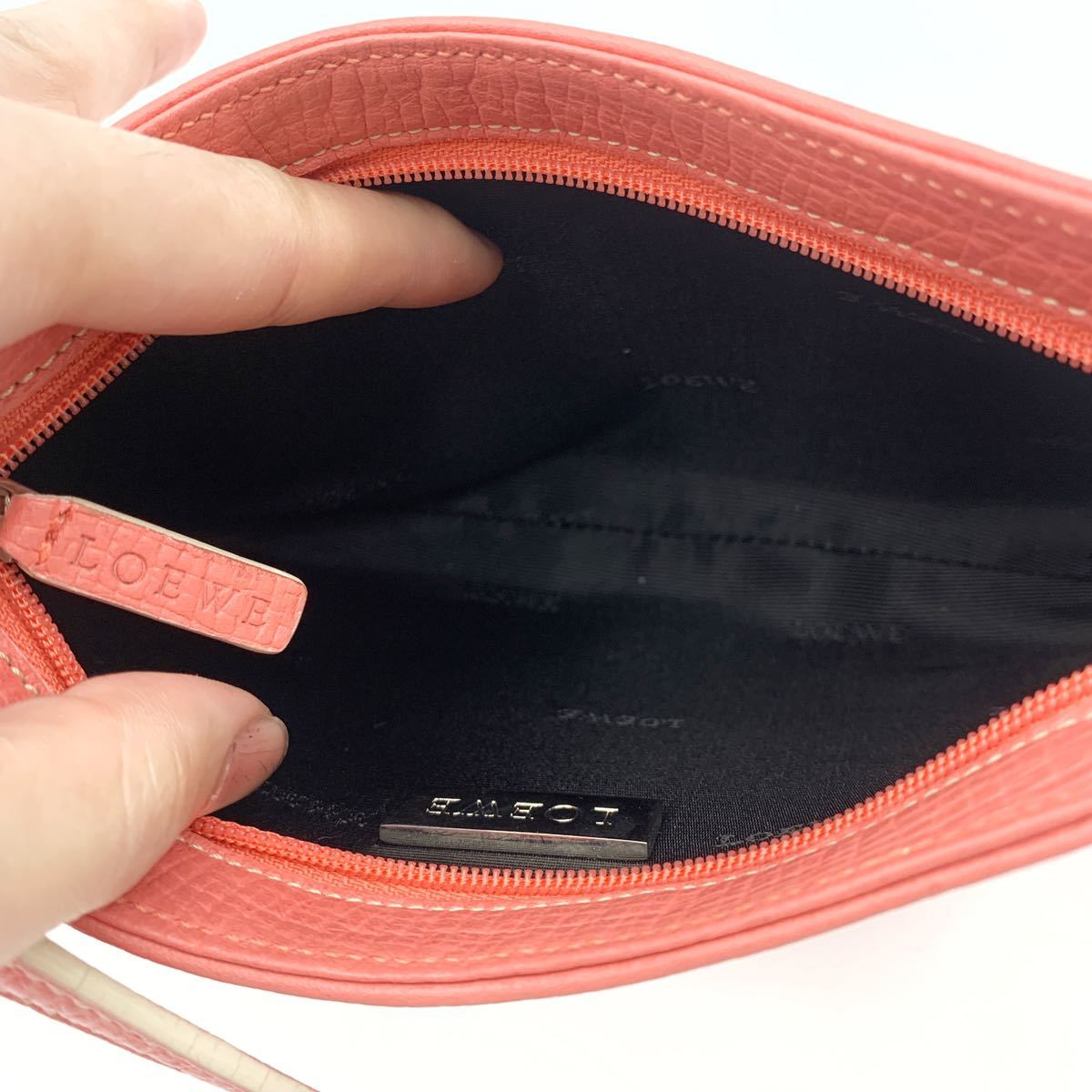 美品】LOEWE ロエベ アクセサリーポーチ ハンドバッグ 本革 レザー