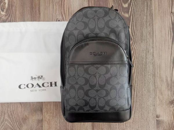 コーチ COACH PVC+レザー ボディバッグ ワンショルダーバッグ ブラック メンズ F39942 保存袋付き 新品未使用