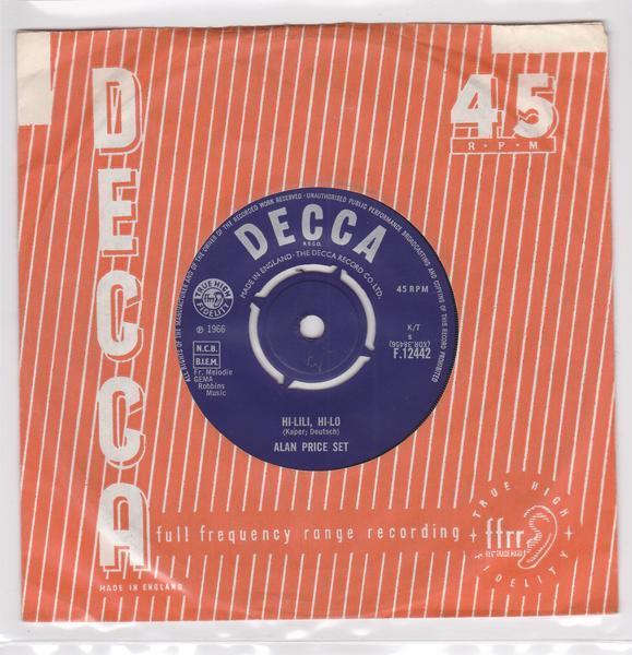 ■中古品■Alan Price Set アラン・プライス・セット/hi-lili, hi-lo + take me home(USED 7 INCH SINGLE) The Animals アニマルズ_画像1