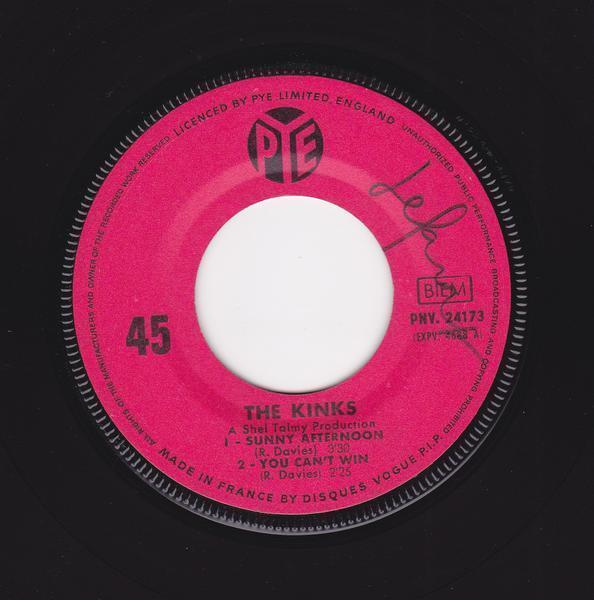 ■中古品■The Kinks キンクス/sunny afternoon +3(USED 7 INCH SINGLE EP)_画像3