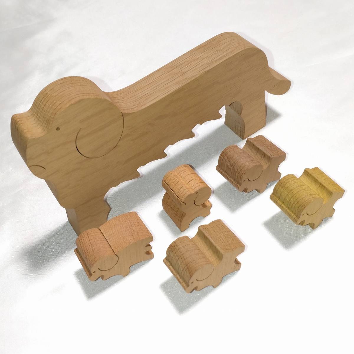 木製 パズル 遊プラン U・PLAN 犬 置物 玩具 飾り 最大幅約18cm 高さ約10.5cm 厚み約2.8cm【3345】_画像9