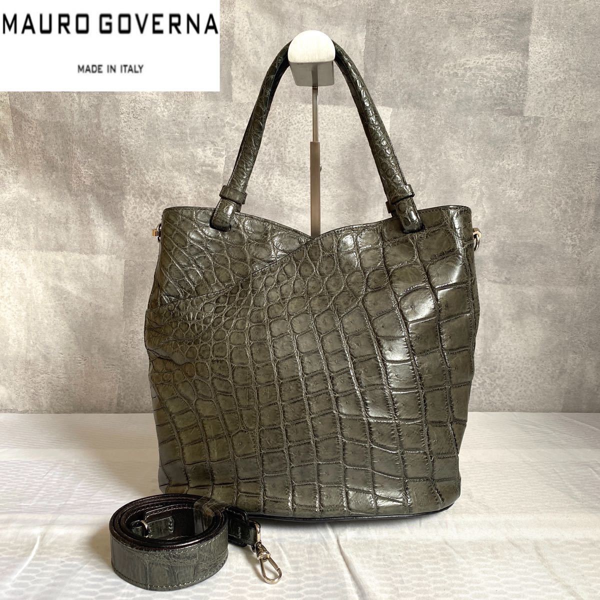 最終価格 クロコダイル バッグ MAURO GOVERNA マウロゴヴェルナ