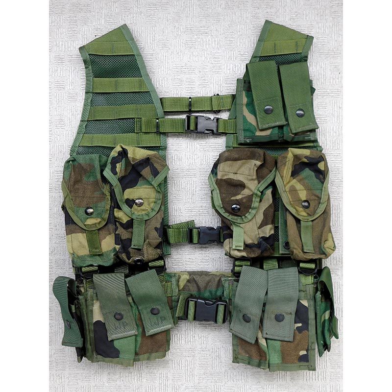 米軍・MOLLE LBV ベスト ＆ ポーチ 合計14点セット・ウッドランド・実物・即決／米軍放出品・陸軍・海兵隊・アフガニスタン・イラク 