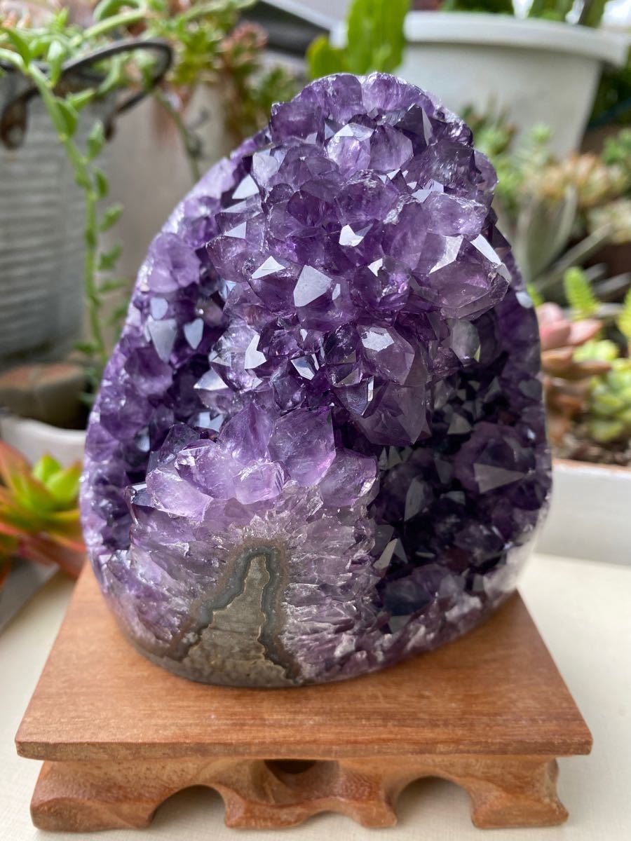 超美品 高品質 ウルグアイ産アメジストドーム クラスター濃紫 天然石