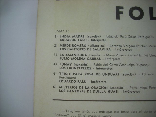 ■ アルゼンチン盤 LP  EDUARDO FALU LOS CANTORES DE SALAVINA / FOLKLORE エドゥアルド・ファルー フォルクローレ ◇r41003の画像3