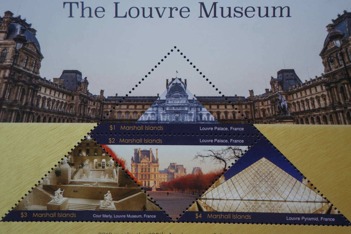 外国切手：マーシャル諸島切手 「ルーブル美術館開館225年」 4種ｍ/ｓ 未使用の画像2