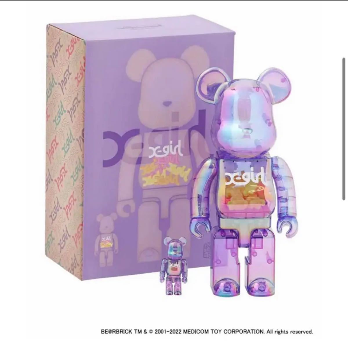 BE@RBRICK X-girl CLEAR PURPLE 400%&100% medicom toy 