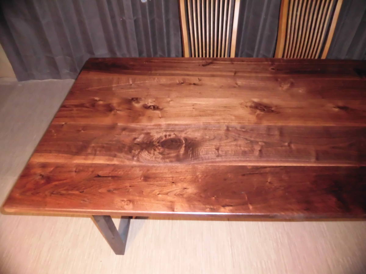 Ｒ036－■　ウォールナット　アイアン脚付き　テーブル　板　　ローテーブル 　ダイニング　 カウンター　 座卓 天板 　無垢　一枚板　_画像2
