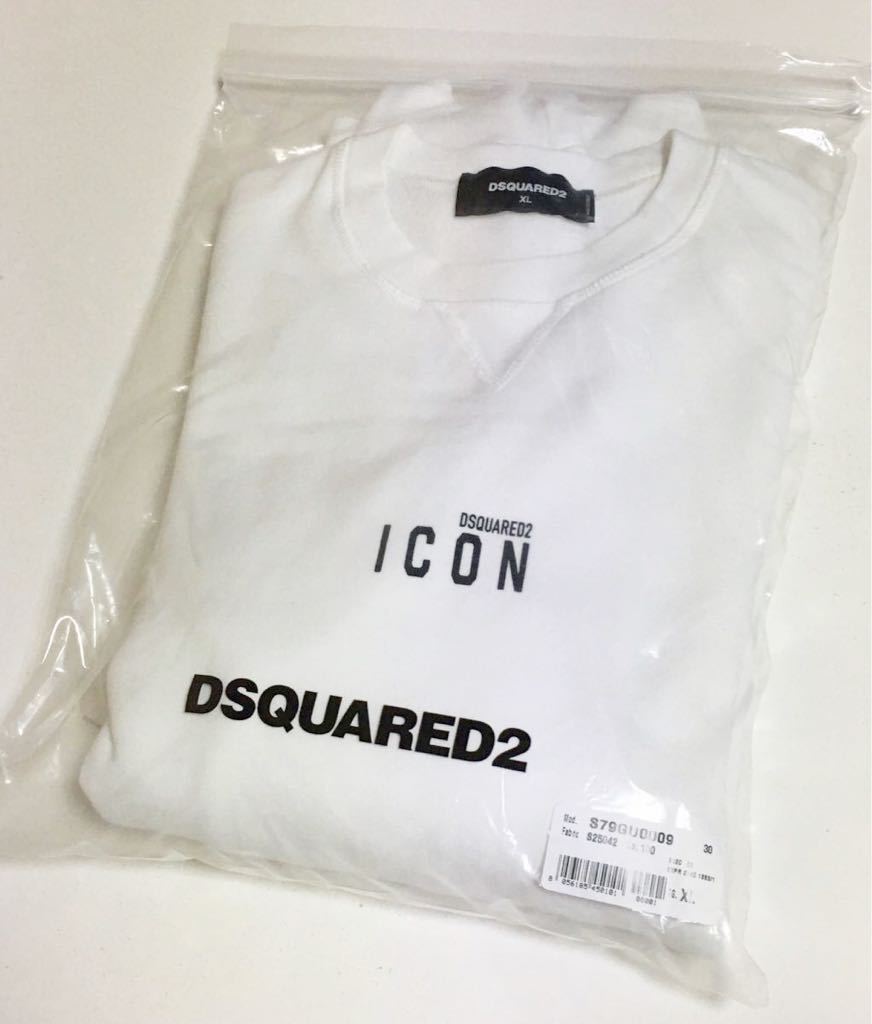 DSQUARED2 Icon Mini Logo Sweat XL 新品 ホワイト ディースクエアード アイコン ミニ ロゴ スウェット シャツ WHITE 白 トレーナー_画像6