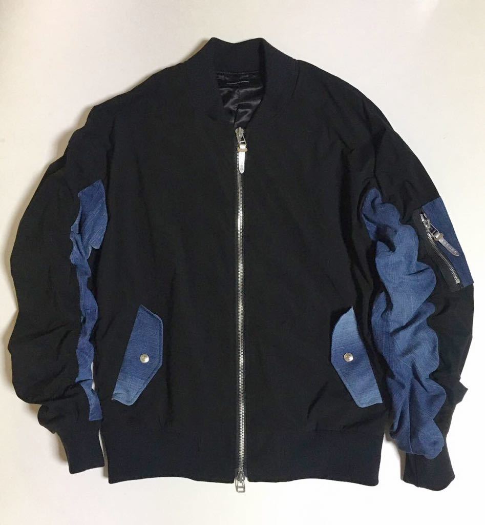 RESOUND CLOTHING David JACKET BLACK DENIM 3 L 新品 リサウンドクロージング デイビッド オーバー MA-1 デニム ブラック bomber_画像1