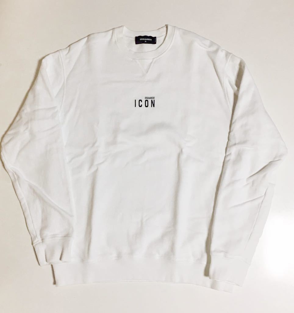 DSQUARED2 Icon Mini Logo Sweat XL 新品 ホワイト ディースクエアード アイコン ミニ ロゴ スウェット シャツ WHITE 白 トレーナー_画像1