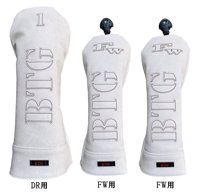 ●【3PB-WW】ブルーティーゴルフ 【BIG BTG - Classic:ホワイト・ホワイト】3本セット販売(B)ヘッドカバーBLUE TEE GOLF HCC1