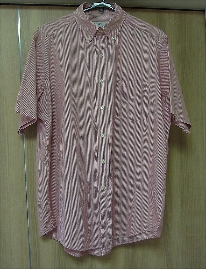 即決・美品・送料無料）Brooks Brothers ブルックスブラザーズ BDシャツ 15 1/2 半袖 赤/白 細いストライプ_画像1