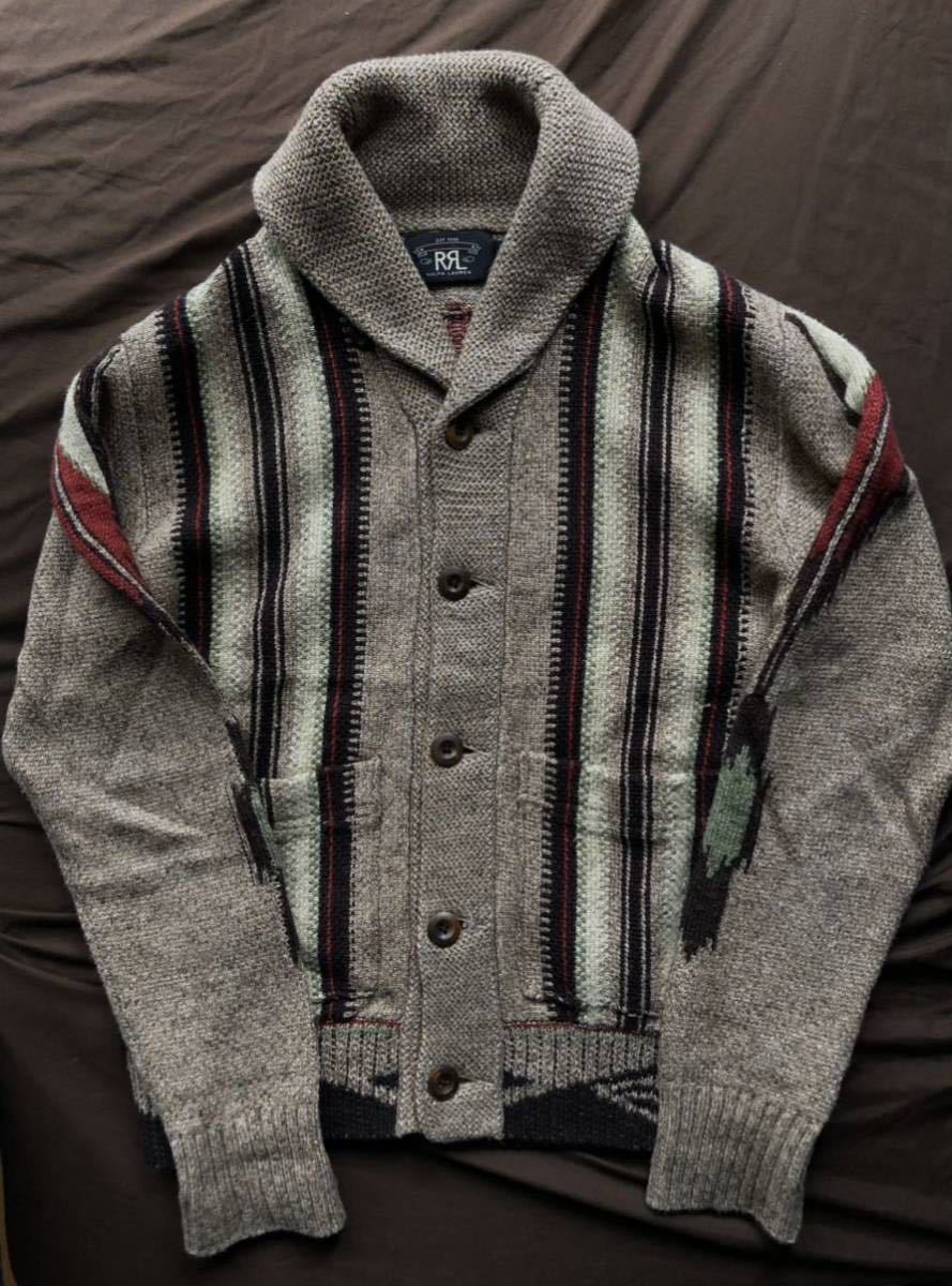 【名作】極美品 RRL NATIVE SHAWL COLLAR CARDIGAN ダブルアールエル ネイティブ ニット カーディガン ラルフローレン S_画像1