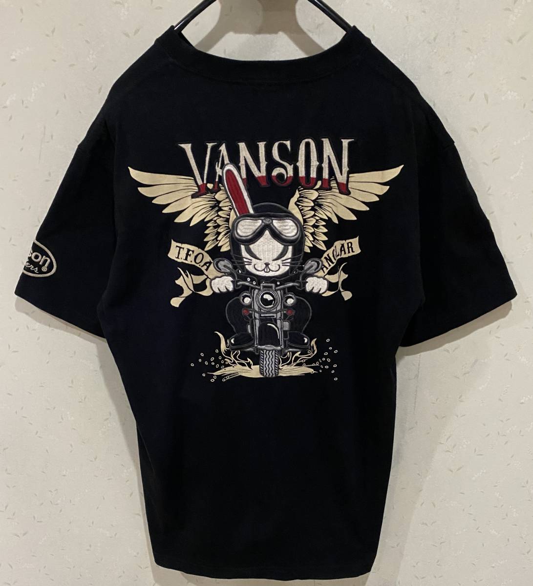 バンソン vanson×T.F.O.A 武装戦線 バイク デスラビット 刺繍 半袖T 
