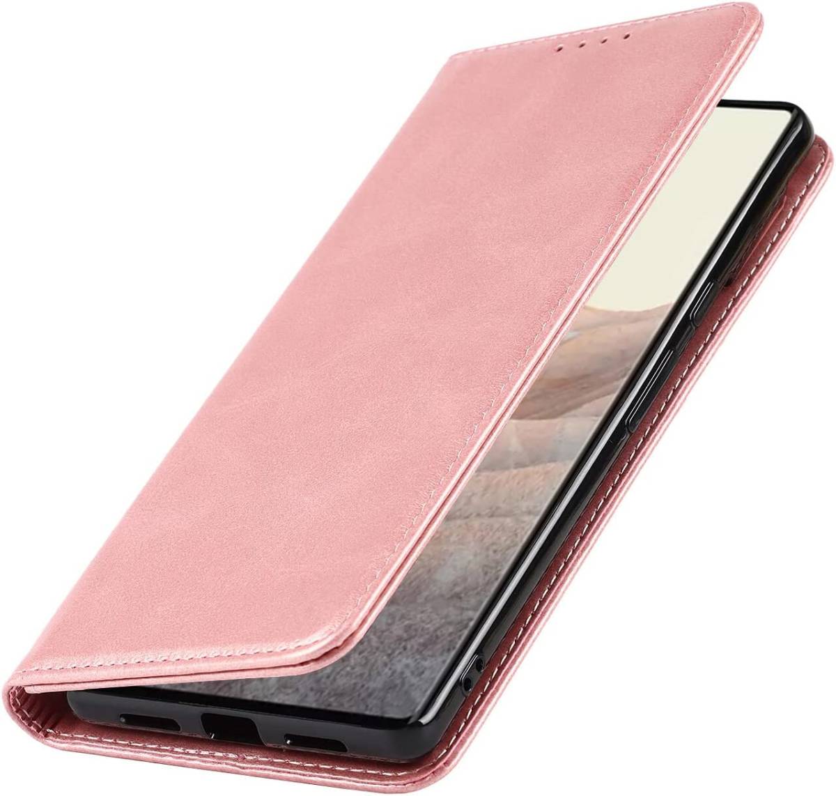 ピンク 手帳型 高品質PUレザー素材 軽量 薄型 マグネット google pixel 6 Pro 全面保護 財布型 スタンド機能 カード収納 ケース カバー_画像7