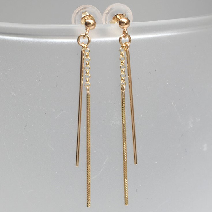 [ new goods ]10 gold /k10/ yellow gold / long post / swaying earrings 