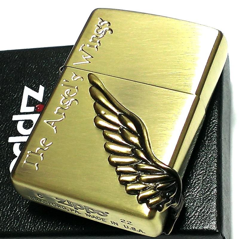 ZIPPO エンジェルウィング ジッポ ライター 大型3面メタル アンティークゴールド 天使の羽 ブラス古美 金_画像1