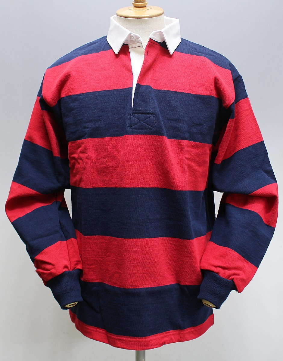 BARBARIAN (バーバリアン) クラシック ラガーシャツ BSS5-029 未使用品 NAVY × D.RED size M / ラグビーシャツ