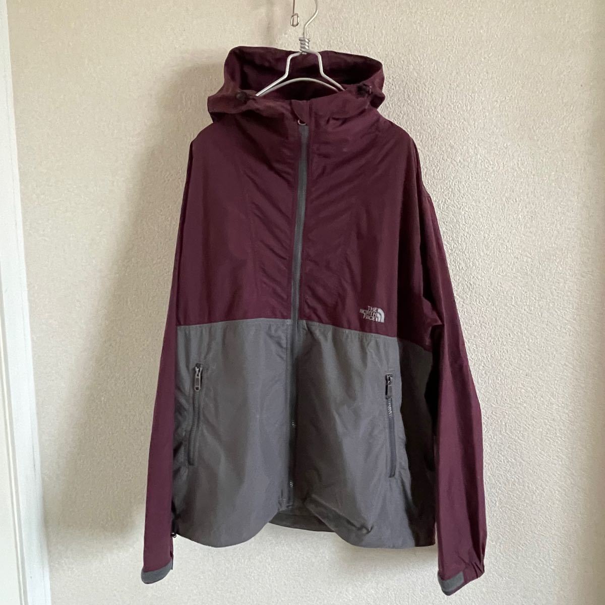 ノースフェイス コンパクトジャケット メンズL レッドグレー
