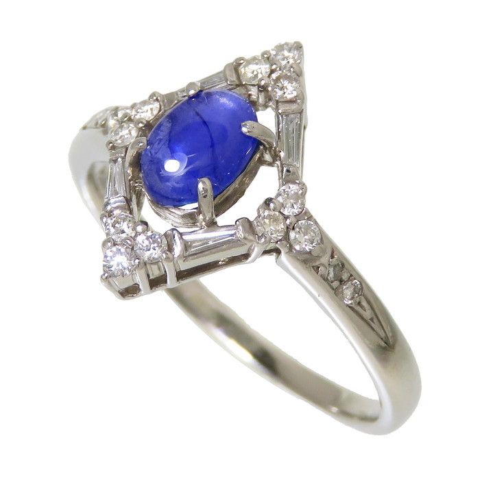 16.5号 スターサファイア 0.79ct ダイヤモンド 計0.22ct リング・指輪