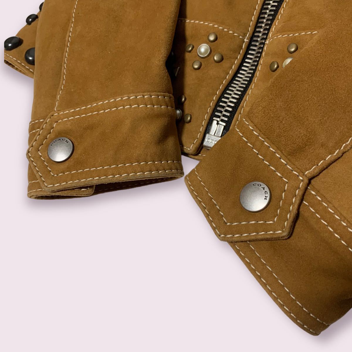 未使用 イタリア製 COACH コーチ スタッズ スエード レザージャケット