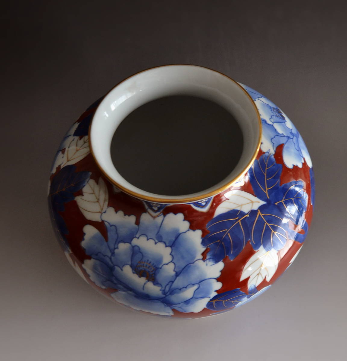 染錦紅葉絵花瓶 大喜