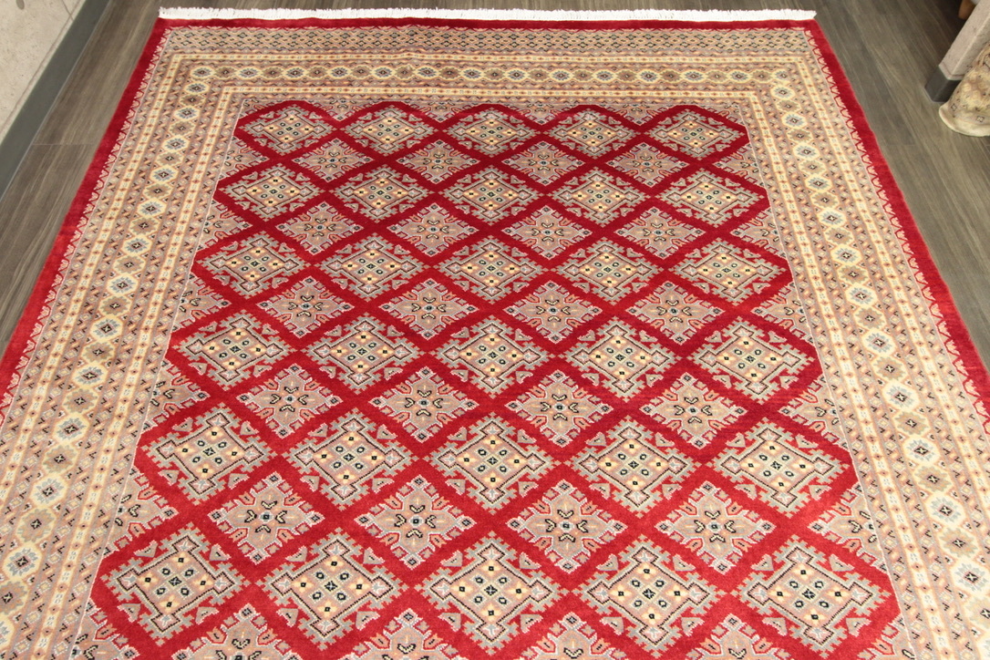 ワケアリ新品お買い得品　高級デパート品質　パキスタン手織り絨毯　リビング・ダイニングラグ　幾何学文様　204x334cm　＃269_画像3