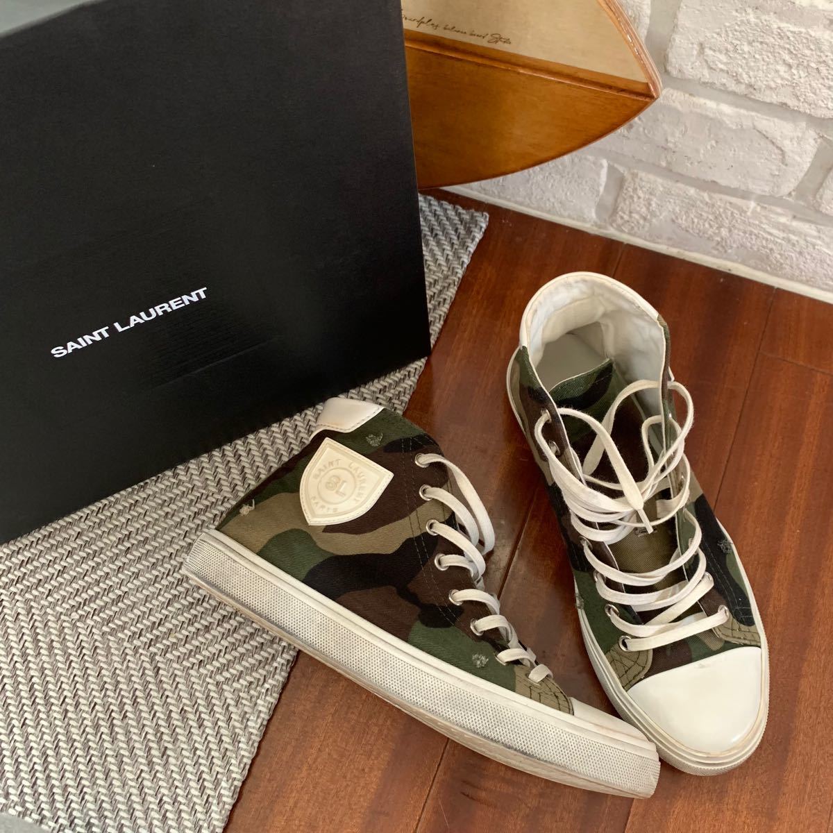 サンローラン SAINT LAURENT スニーカー ハイカット迷彩 ダメージ加工
