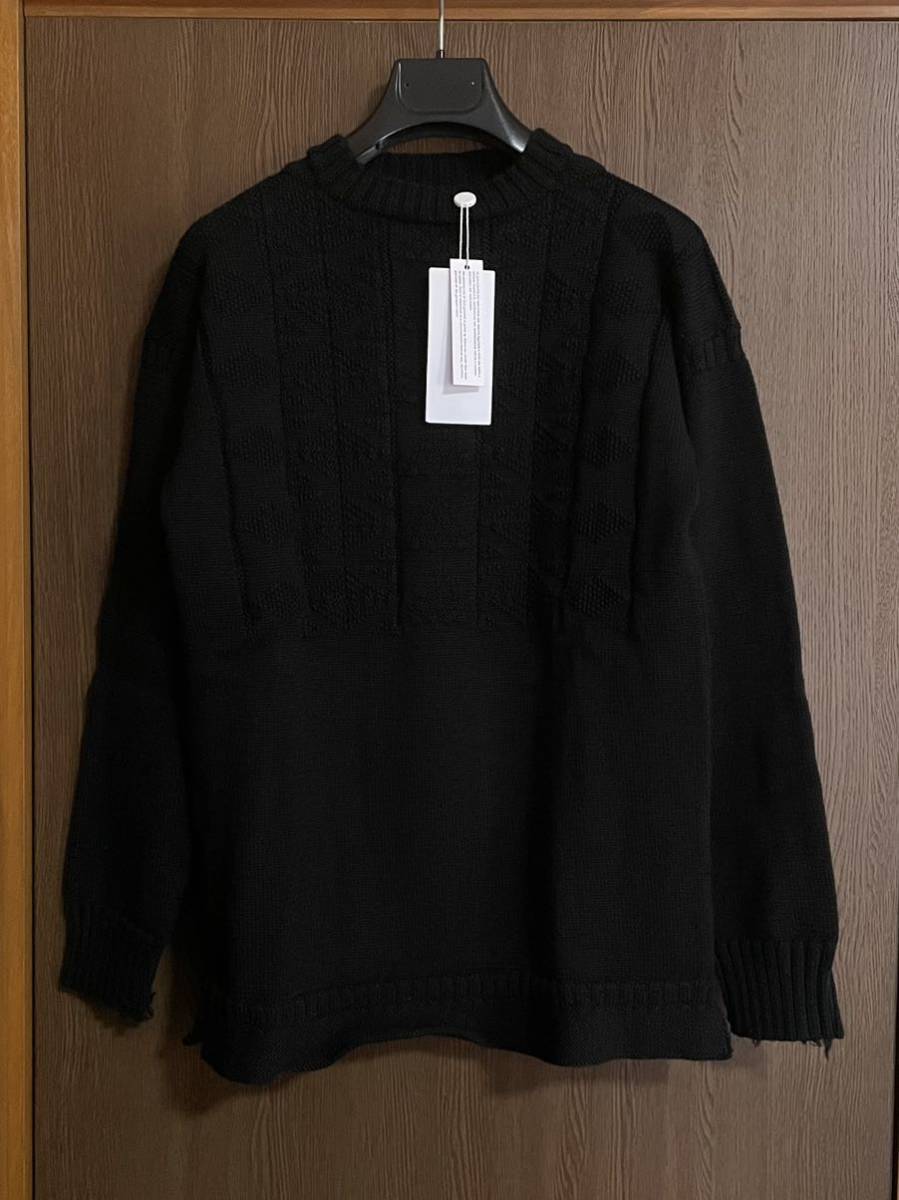 黒L新品44%off メゾンマルジェラ デストロイ アランニット