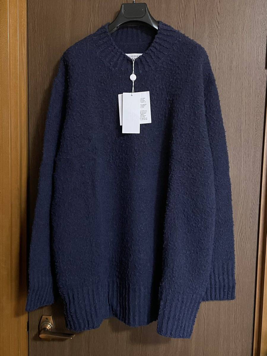 濃紺M新品62%of メゾンマルジェラ デストロイ オーバーサイズ ロング ニット セーター 20AW size M 46 Maison  Margiela 10メンズ ネイビー