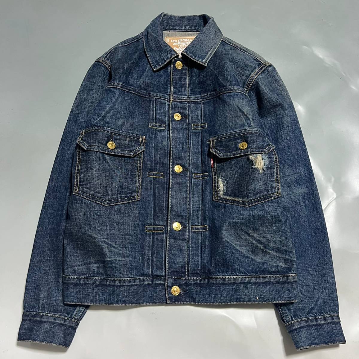 未使用品 LEVIS FENOM 2nd DENIM JACKET リーバイス フェノム USED加工 デニムジャケット Mの画像1