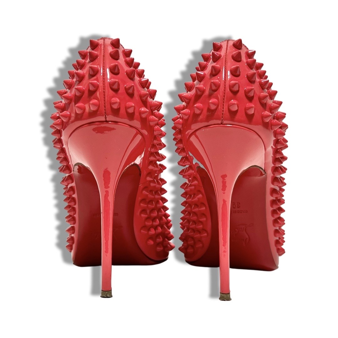 Christian Louboutin クリスチャン ルブタン FIFI SPIKES 100 スパイク ラウンドトゥ パンプス ヒール シューズ ピンク size 39_画像3