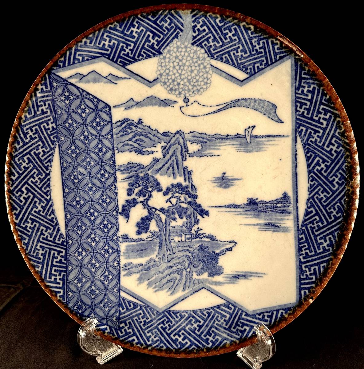 ヤフオク! - 明治〜大正期 伊万里焼 古伊万里 有田焼 染付印判手皿 山...