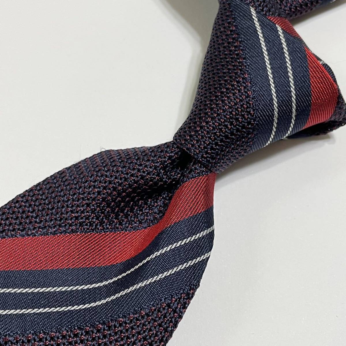  новый товар Италия. галстук . индустрия бренд FIORIO /fio rio шелк сетка полоса галстук красный UNITED ARROWS покупка 