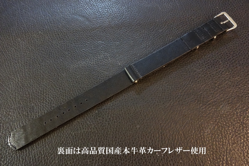 ◆クロコダイルNATO G10Strap◆本クロコダイルレザー Custom Order(BUCKLE COLOR) 半艶MATTE BLACK 18mm 受注生産 ワニ革 腕時計ベルト_画像4