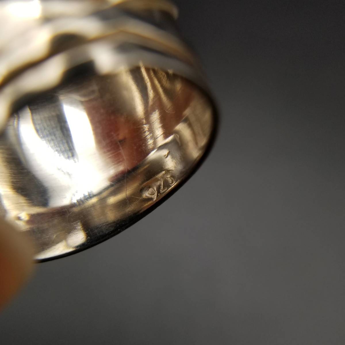 925 シルバー バンドリング 彫金 ドット 米国 ヴィンテージ リング 指輪 銀 アールデコ 昭和レトロ 幅太_画像6