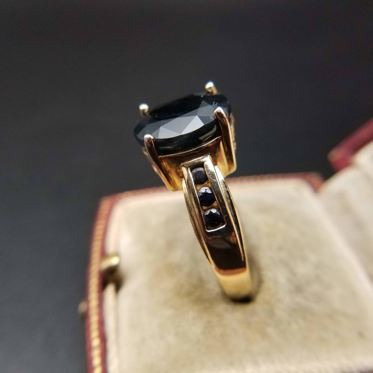  голубой сапфир CZ 925 серебряный Vintage кольцо кольцо серебряный a-ru декоративный элемент Showa Retro Gold цветный 