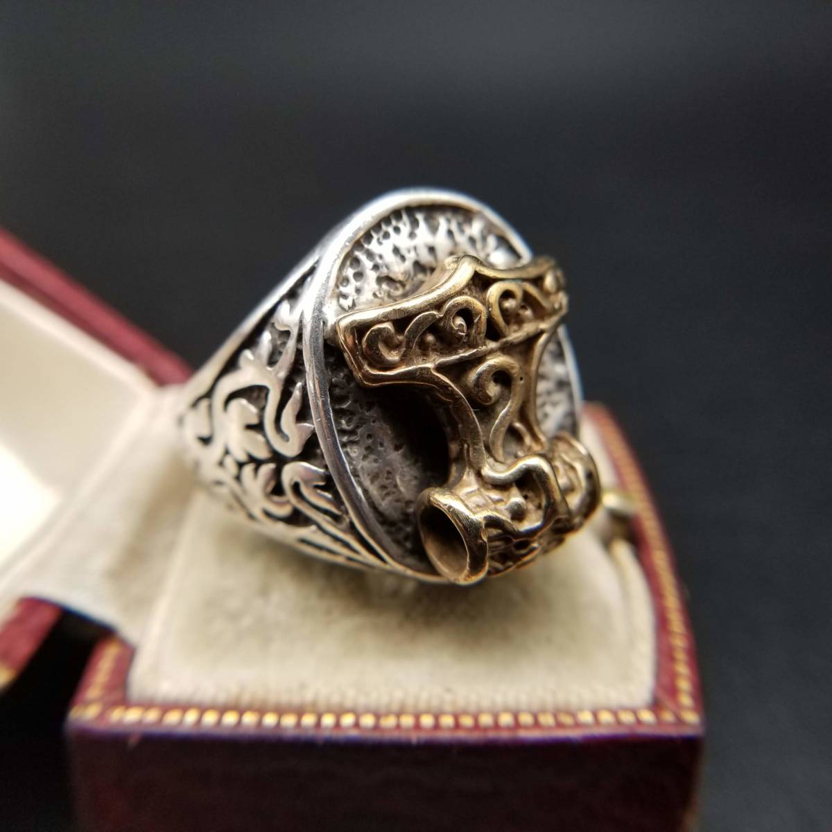  Northern Europe myth . god. Hammer sterling silver Biker ring Vintage ring silver a-ru deco Showa Retro NORSE Thor