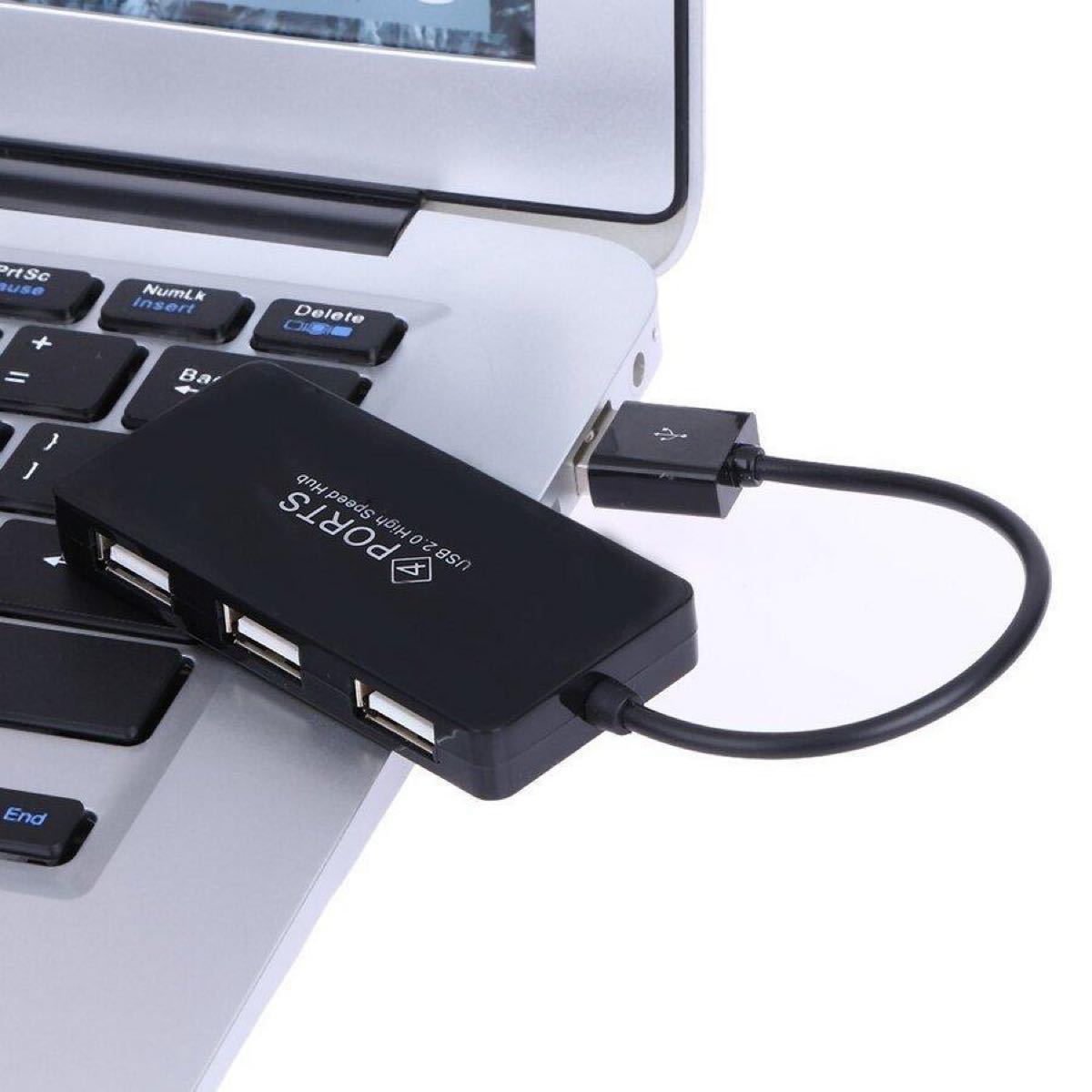 高品質 USBハブ USB2.0ｘ４ ポート バスパワー対応 電源不要 ホワイト