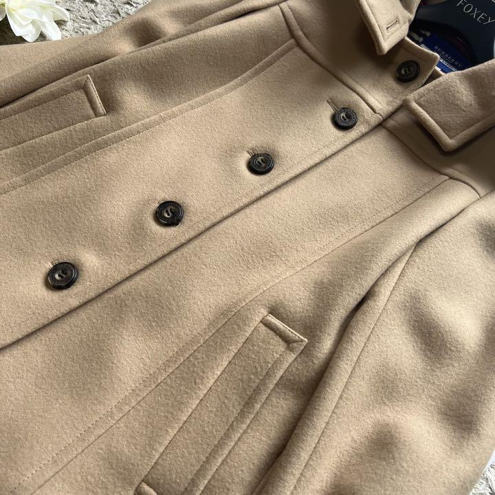 【美品】BURBERRY BLUE LABEL ピーコート ベージュ ファー 38 M バーバリーブルーレーベル Pコート ショートコート  ショート丈コート