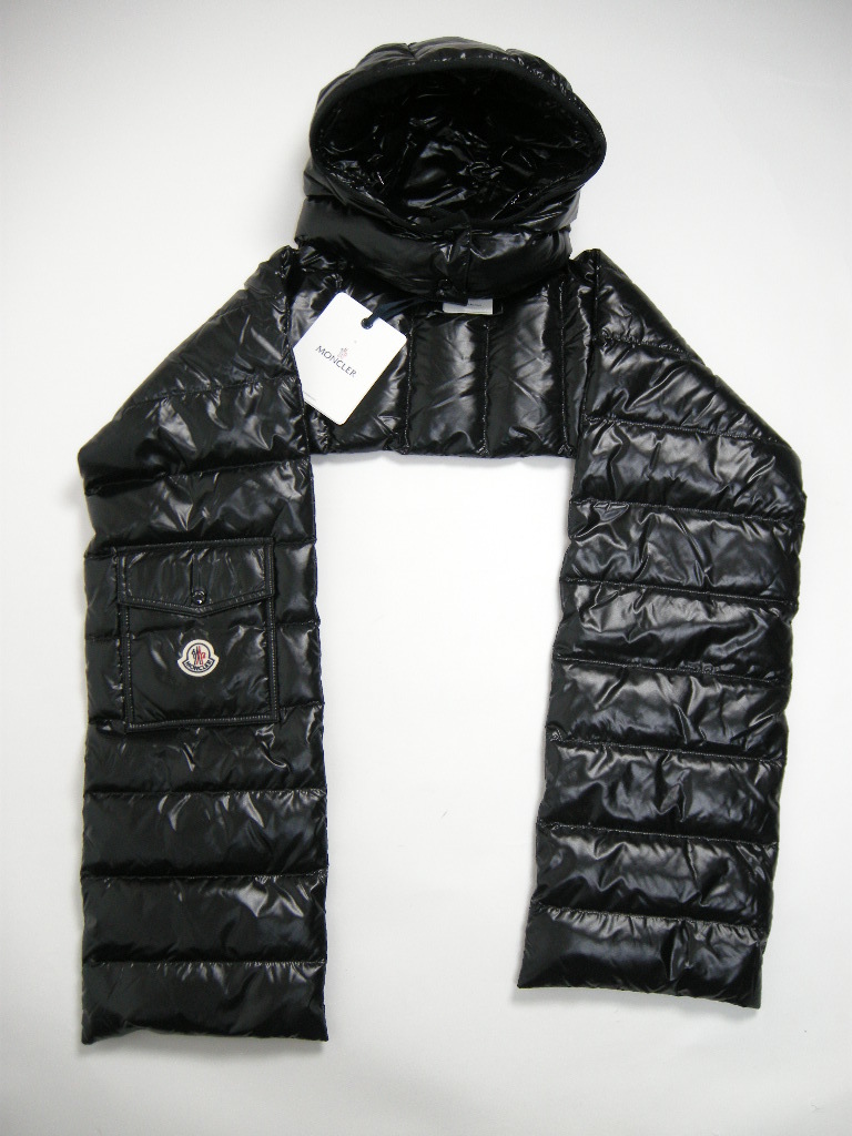 サイズFREE■新品■モンクレール フード付きダウンマフラー/ダウンストール/ユニセックス/レディース/メンズ/MONCLER/ブラック/SCIARPA_画像5