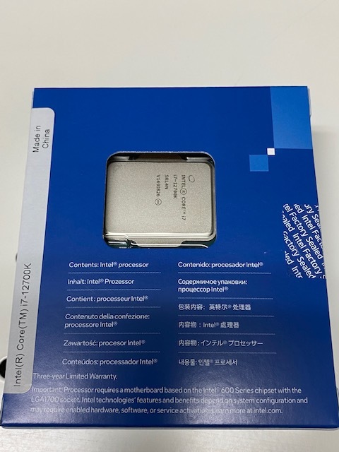 ☆intel Core i7-12700K 第12世代 CPU 新品未使用未開封品