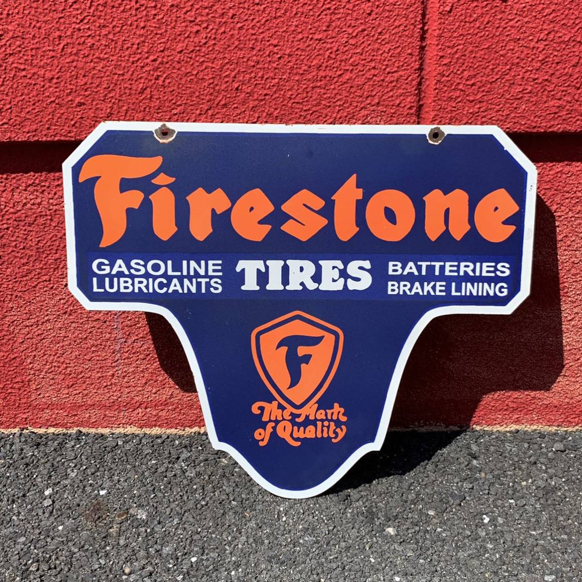 ビンテージ 看板 Firestone ファイヤストン 両面看板 幅61センチ アンティーク 世田谷ベース_画像1