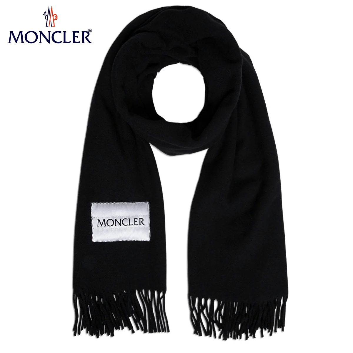 送料無料 146 MONCLER モンクレール 3C00012 595MA ブラック SCIARPA ウール マフラー_画像1